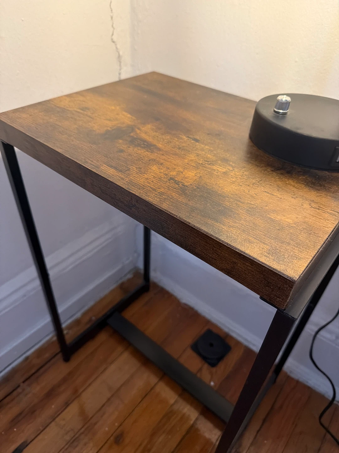 Set of 2 Rustic Wood Side Table with Black Metal Frame - photo 2