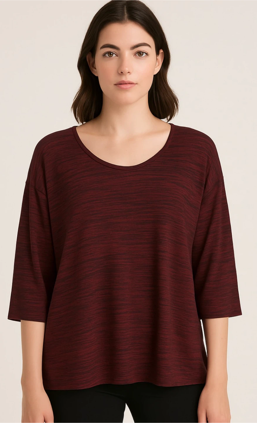 Alia Women's 3X Red & Black Striped Tunic Top