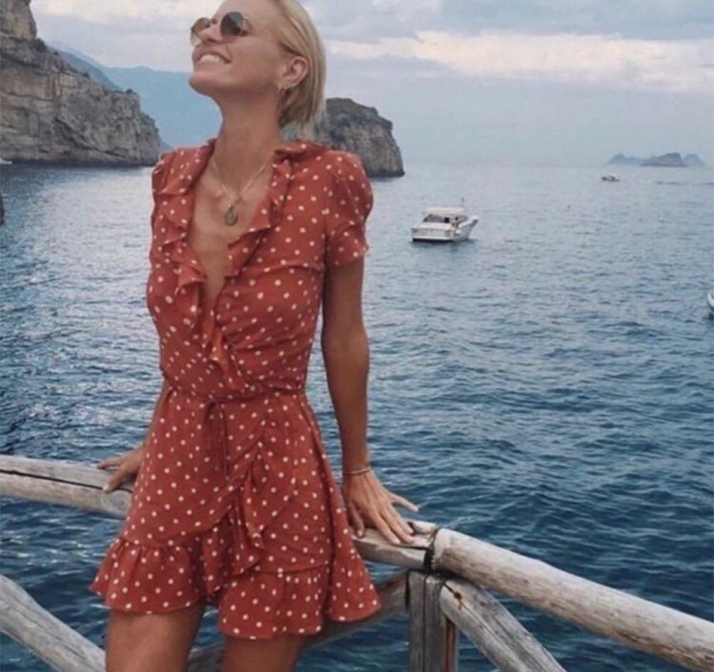 Realisation Par Red Polka Dot Wrap Dress
