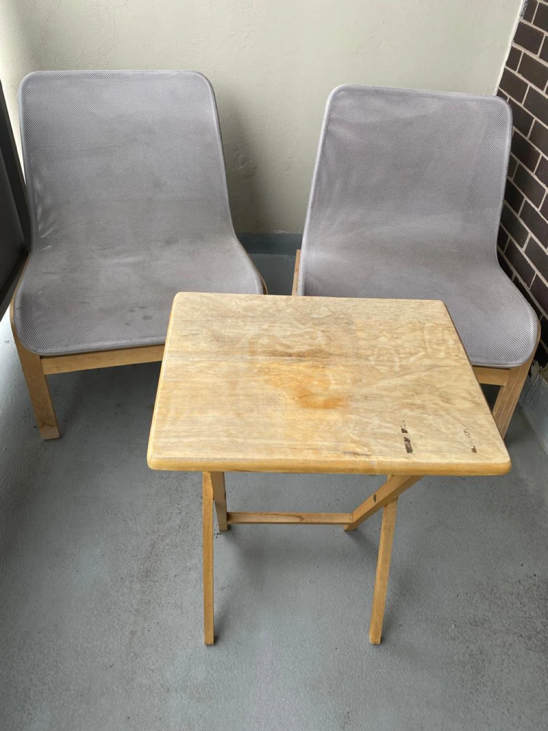 Wooden Folding Table and 2 Grey Chairs - photo 4