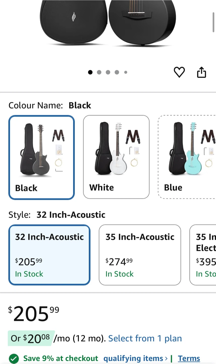 Enya 32 Inch Acoustic Guitar with Gig Bag - photo 2