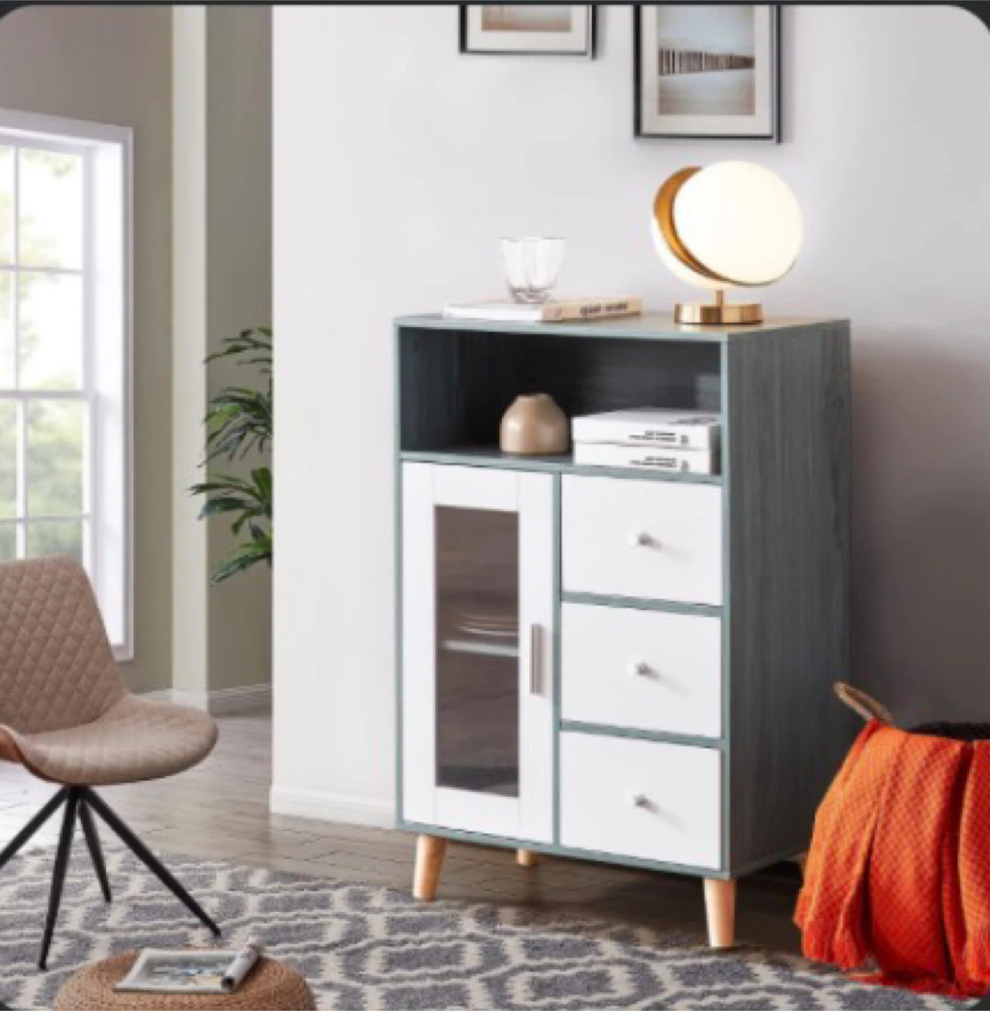 Small Cabinet with Drawer and Glass Door