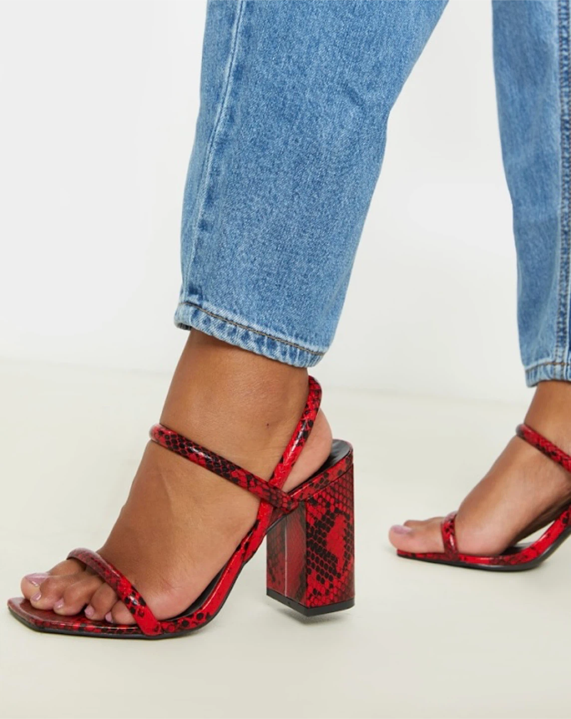 PLT Red Chunky Block Heels