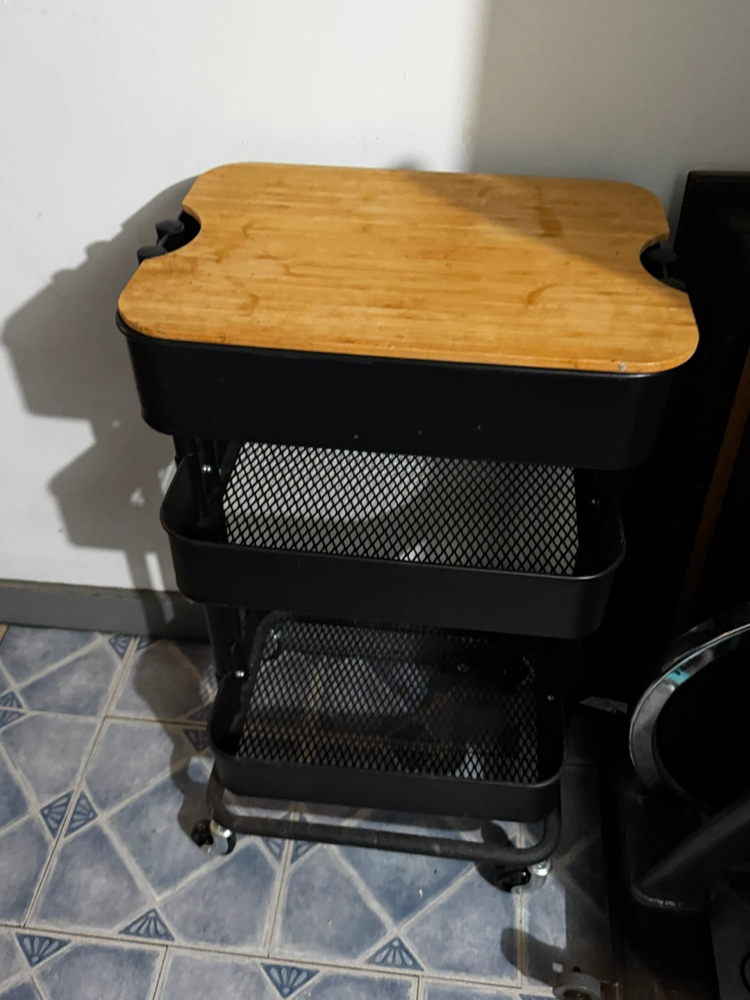 3-Tier Rolling Storage Cart with Wood Top - photo 3