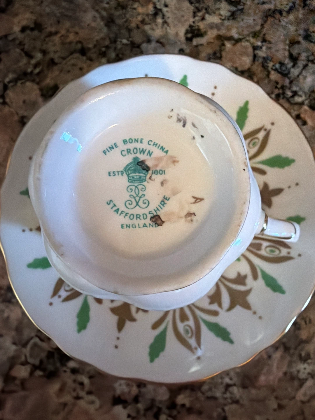 Staffordshire Crown Fine Bone China Tea Cup and Saucer Set - photo 2