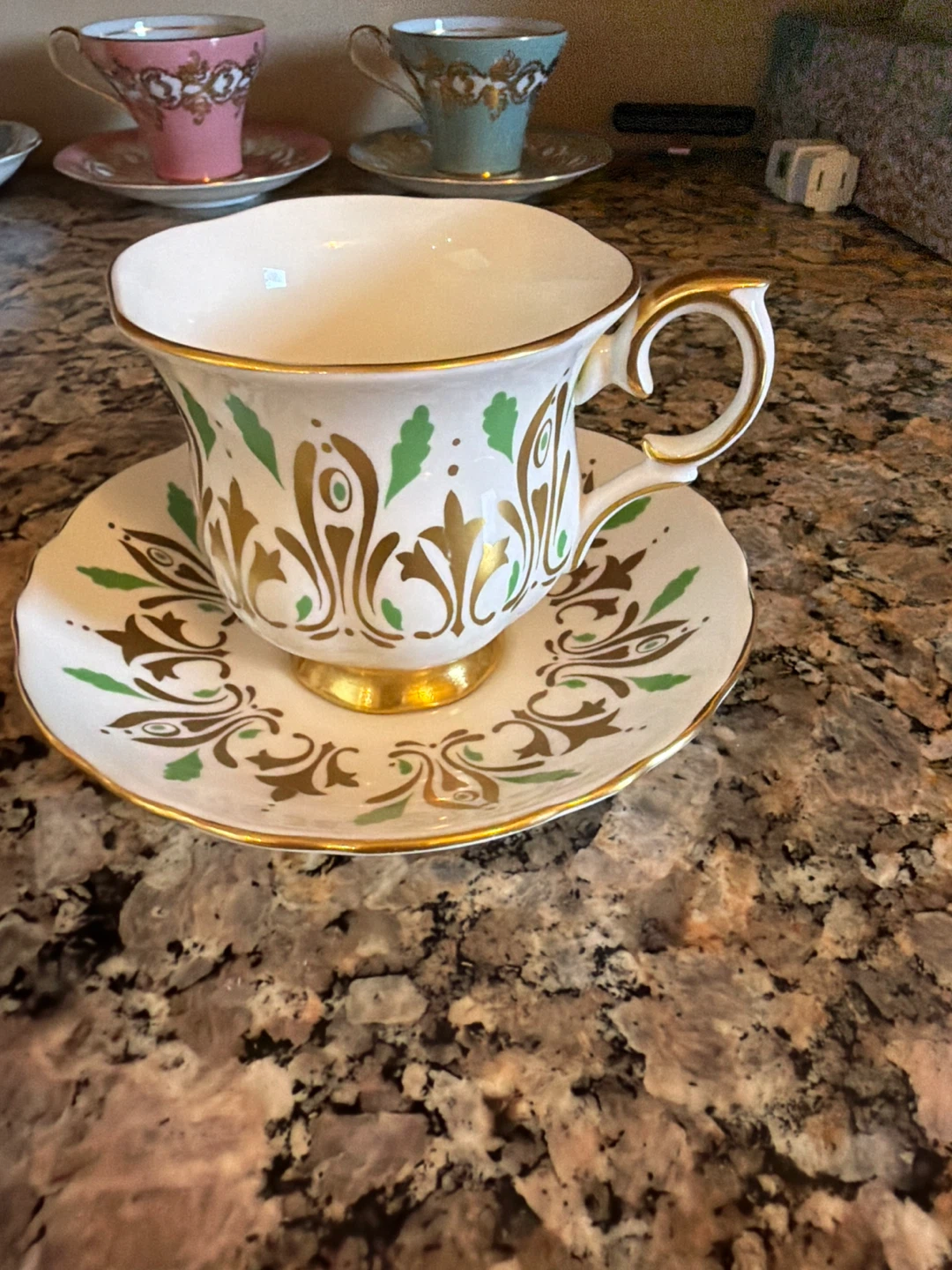 Staffordshire Crown Fine Bone China Tea Cup and Saucer Set