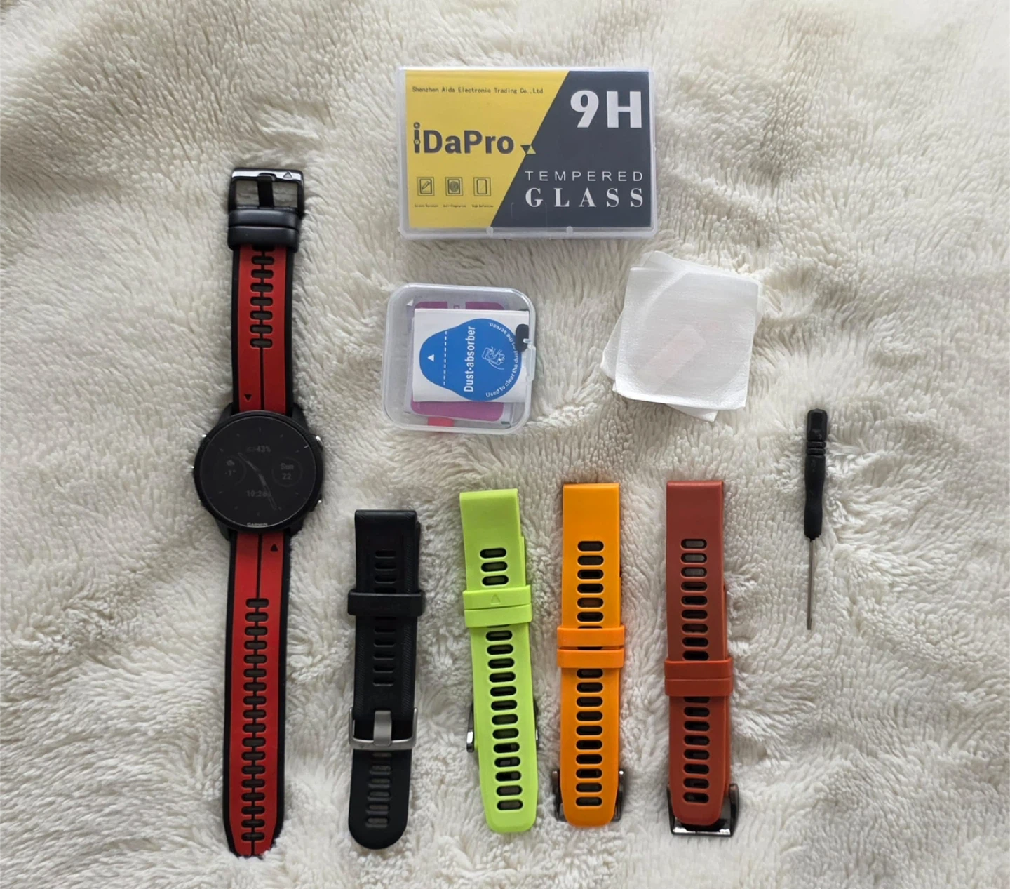 Garmin Smartwatch with Multiple Bands and Screen Protector