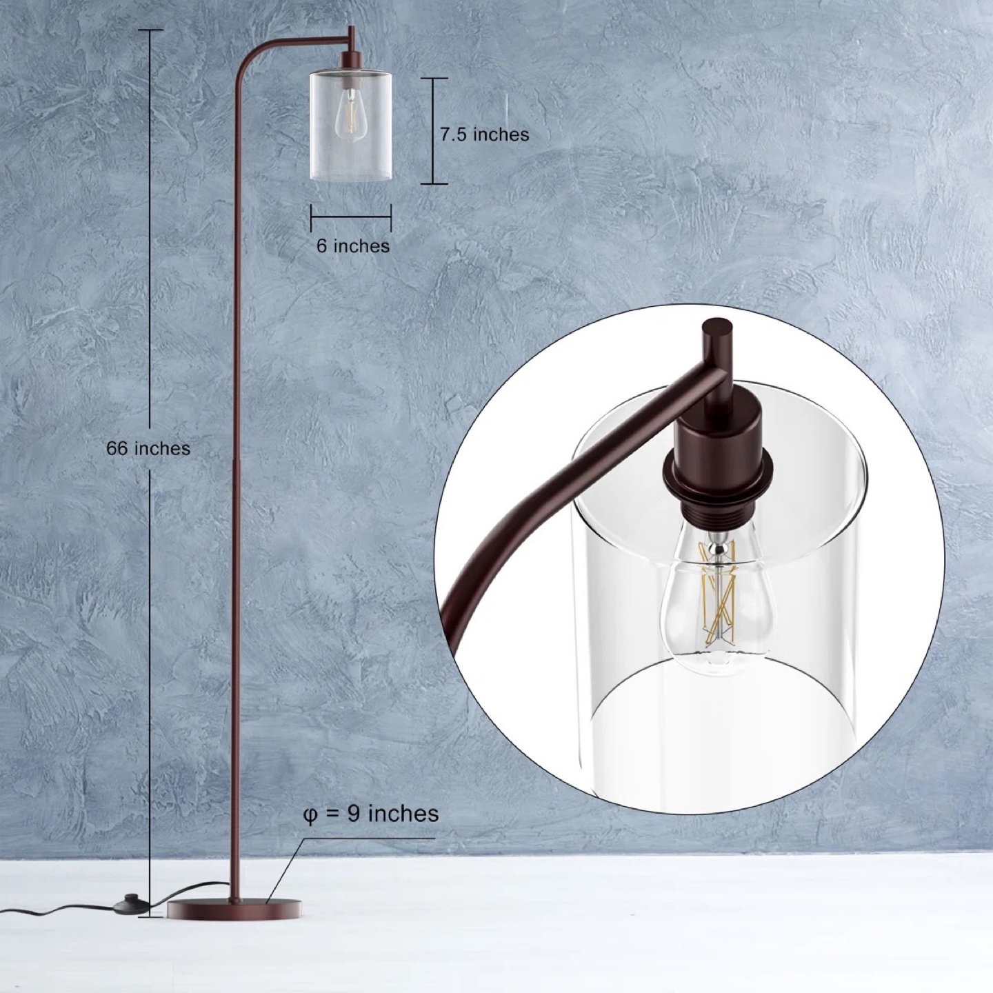 Modern Floor Lamp with Glass Shade