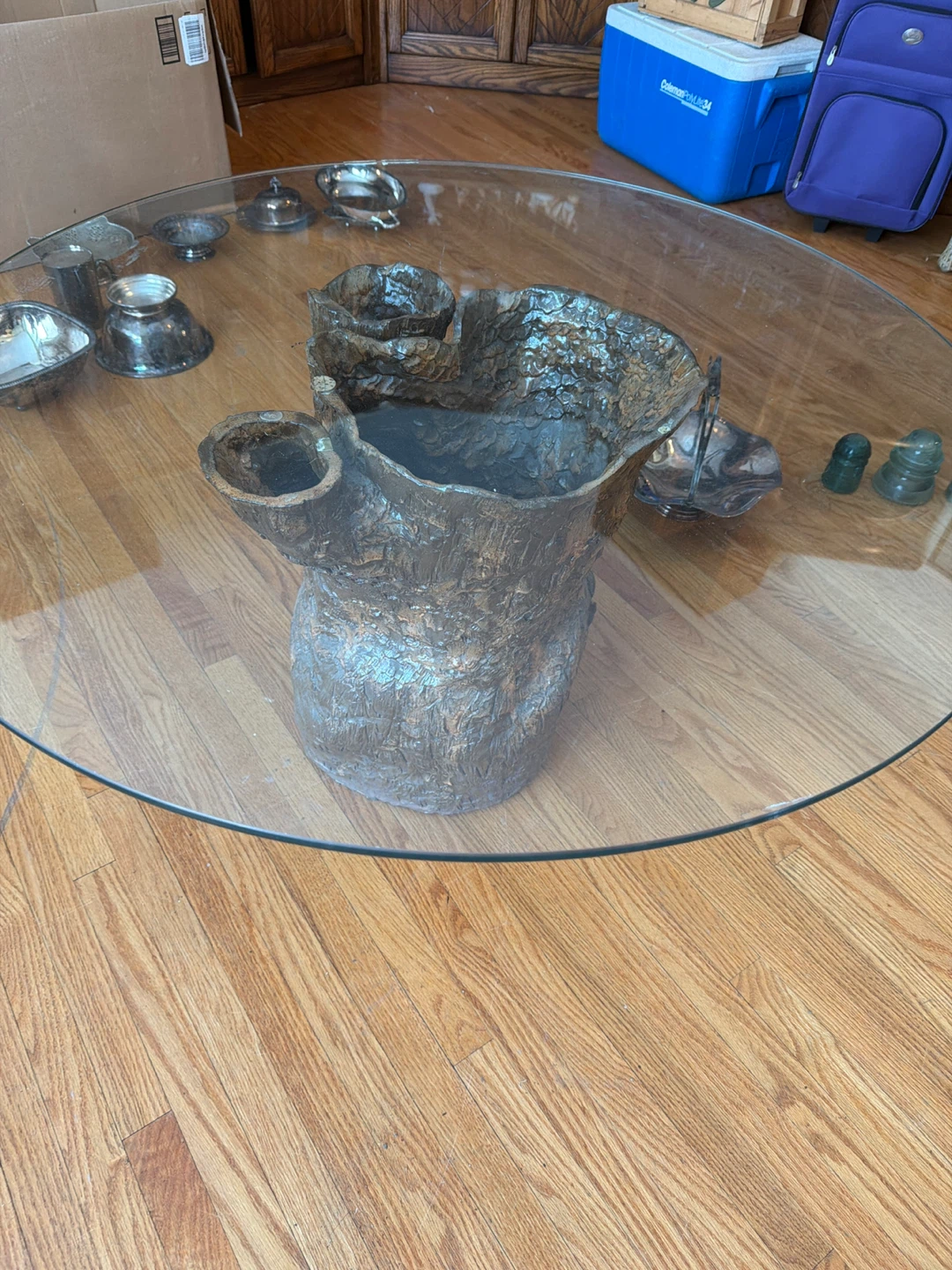 Glass Top Coffee Table with Unique Base