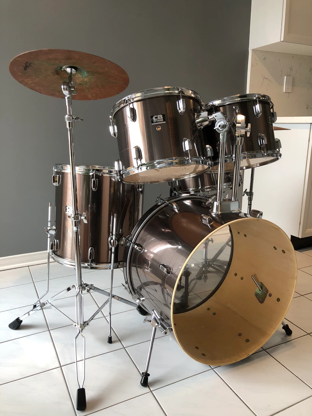 Full 5-piece drum set - gold pewter - photo 3