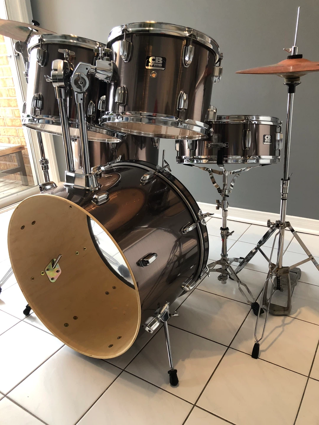 Full 5-piece drum set - gold pewter - photo 4