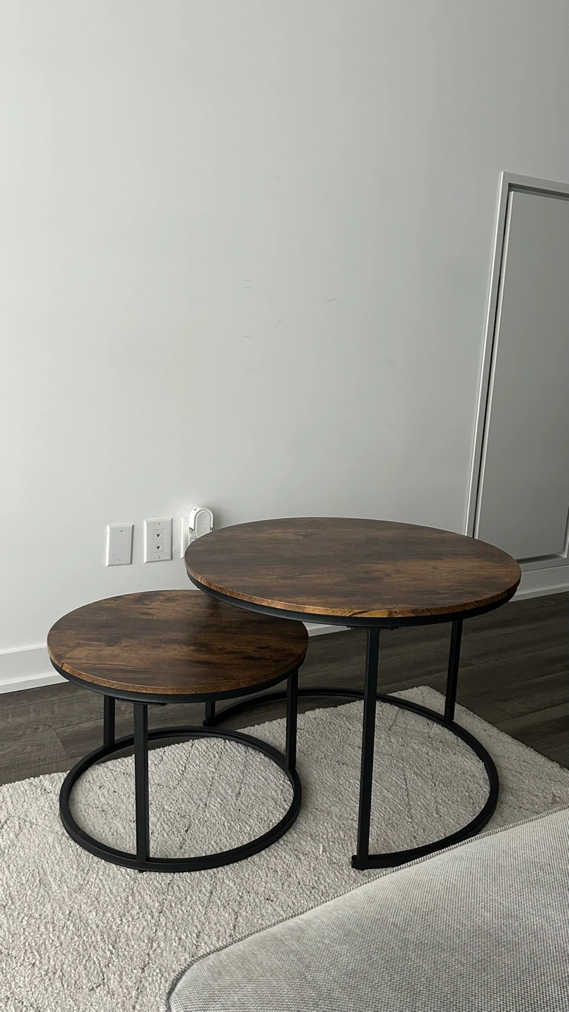 Nest of 2 Round Wood Coffee Tables