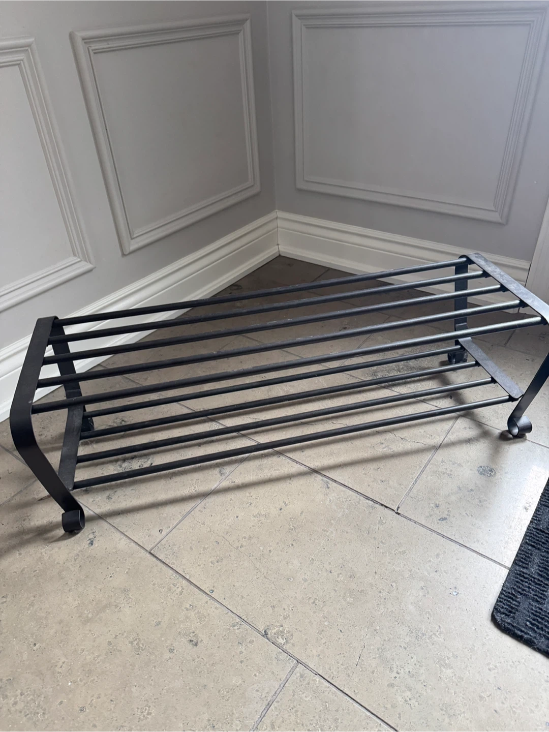 IKEA Black Metal Shoe Rack Bench