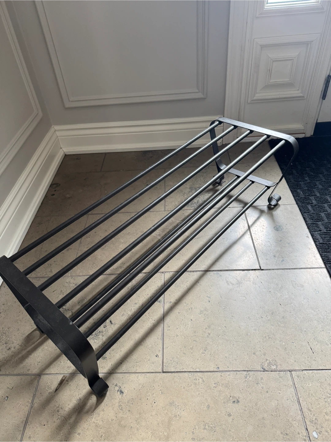 IKEA Black Metal Shoe Rack Bench - photo 2
