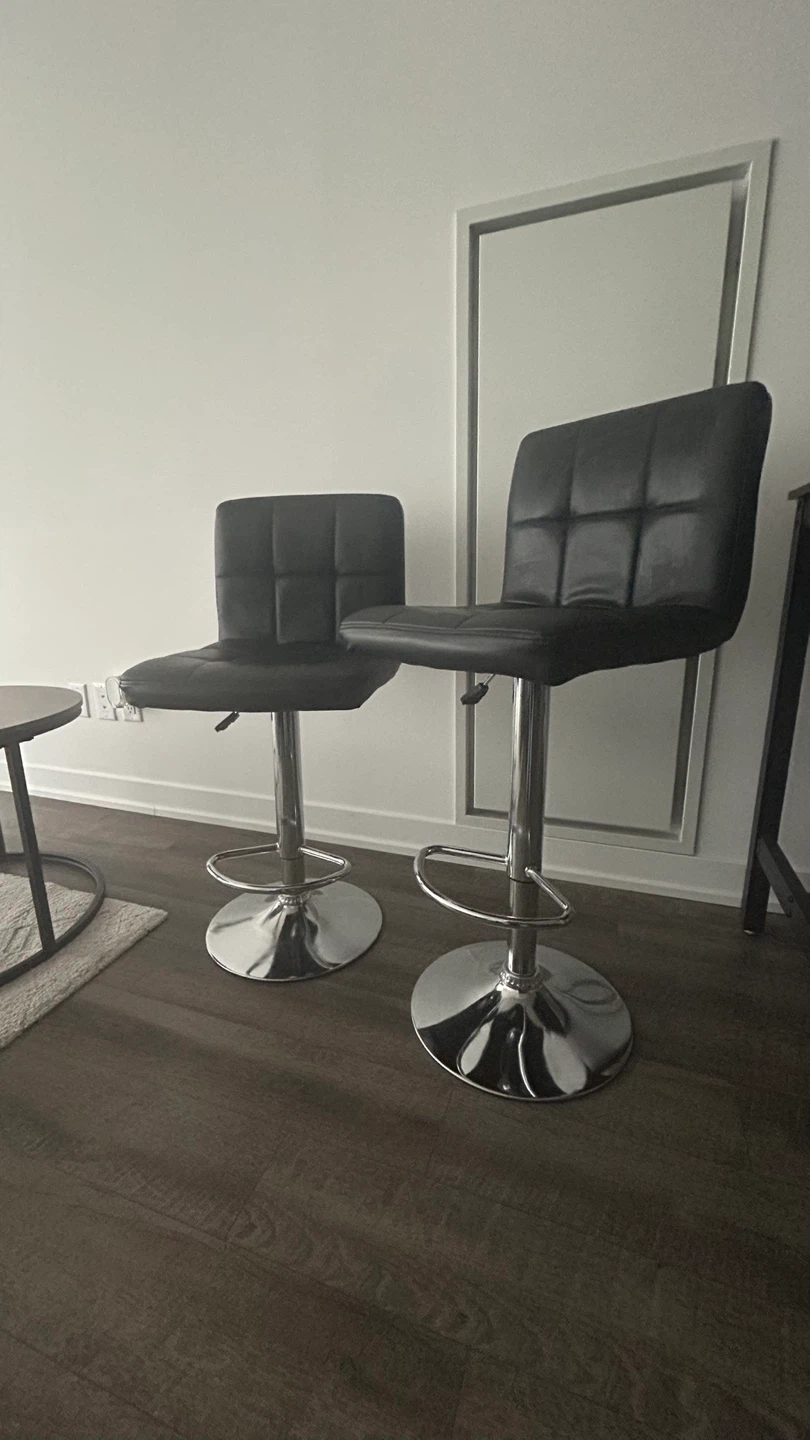 Set of 2 Black Adjustable Bar Stools