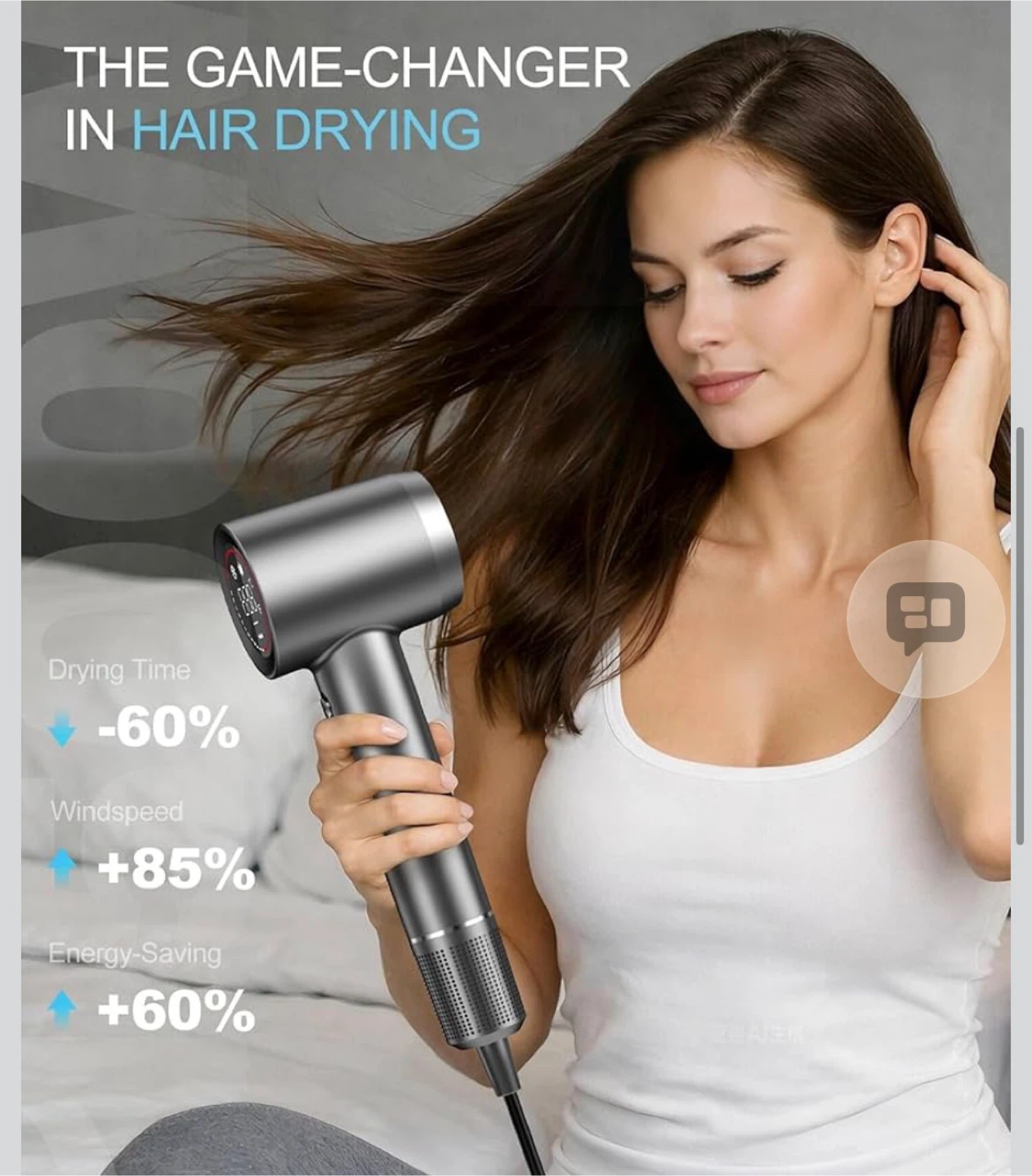 High-Speed Hair Dryer with 150,000RPM Brushless Motor - photo 2