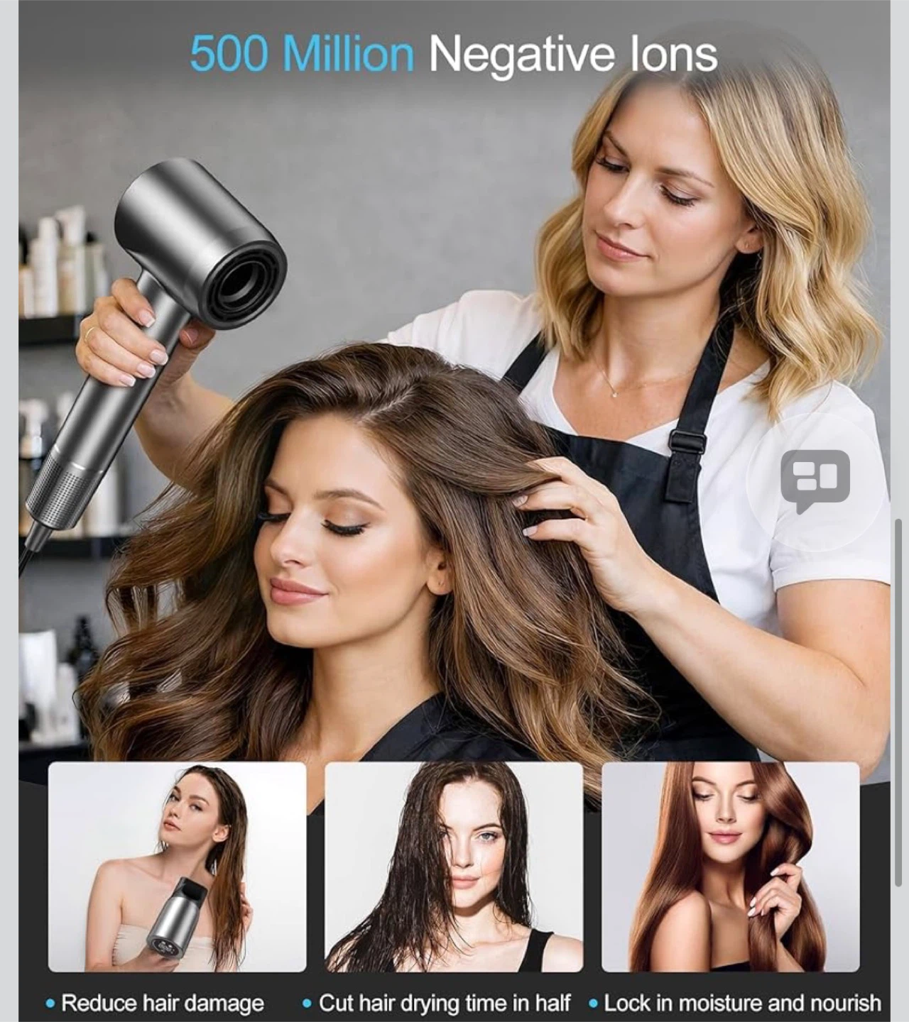 High-Speed Hair Dryer with 150,000RPM Brushless Motor