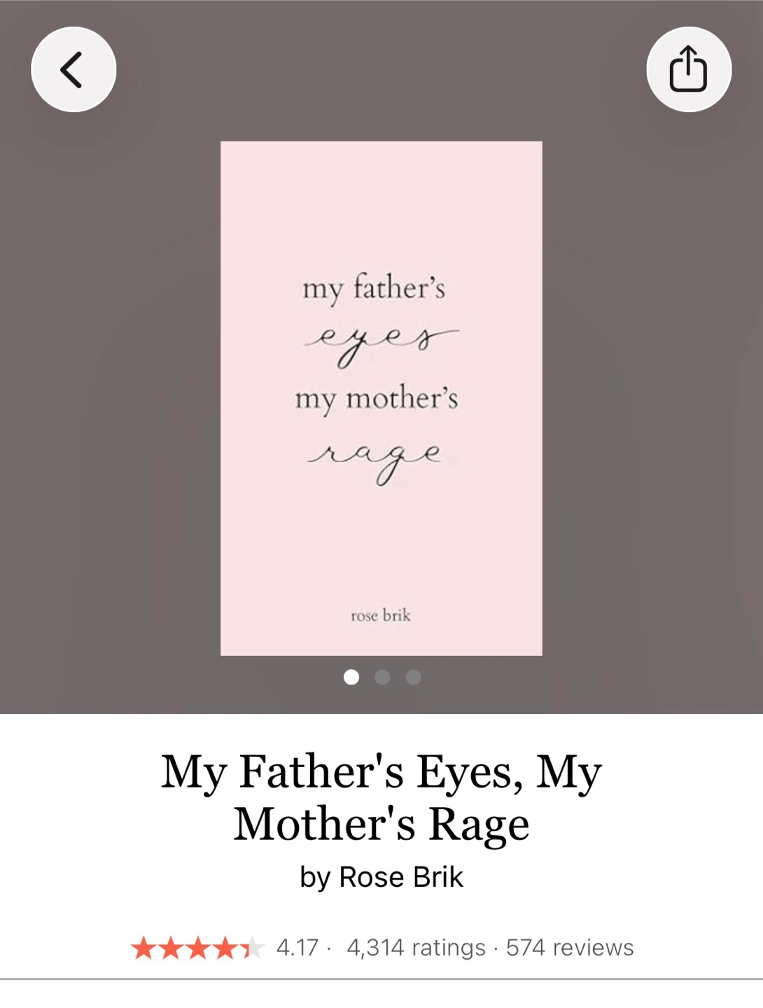 Poetry book: My Father's Eyes, My Mother's Rage by Rose Brik - photo 4