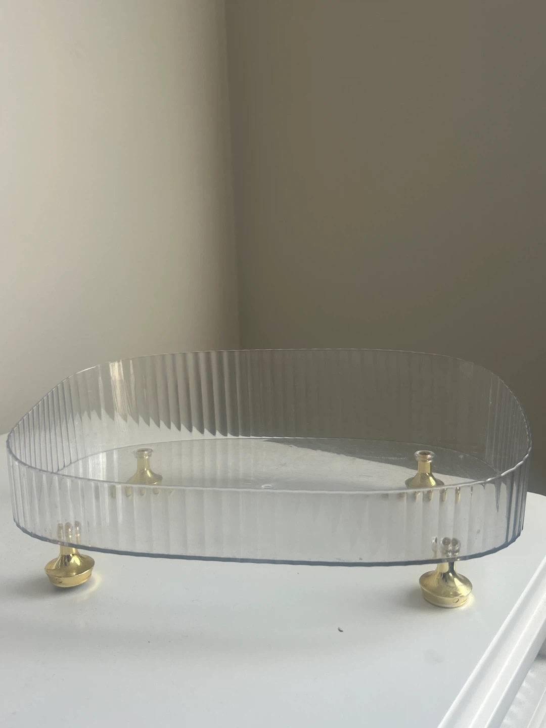 Clear Vanity Tray with Gold Feet