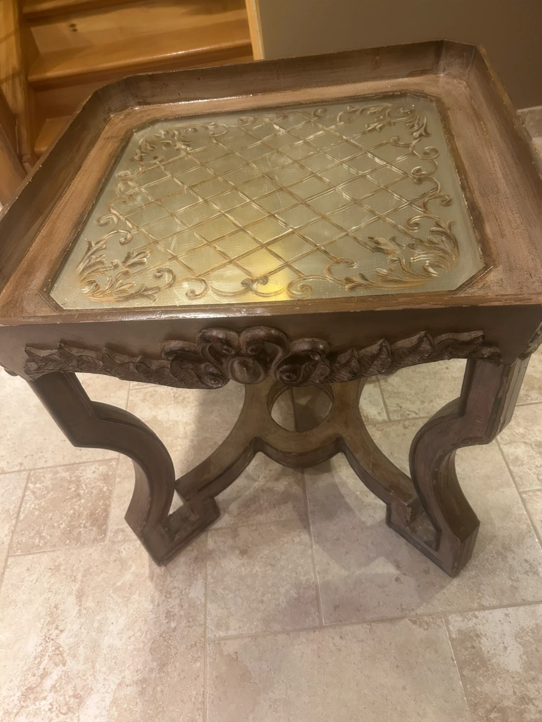 Wood Table with Tray Mirrored Top - photo 4