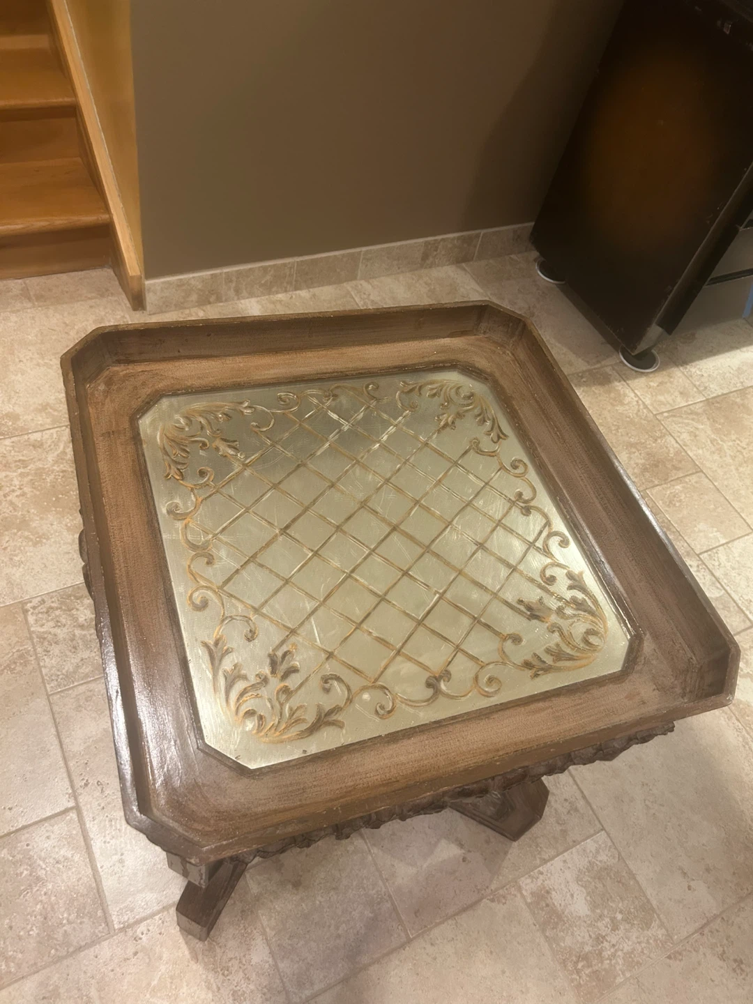 Wood Table with Tray Mirrored Top - photo 3