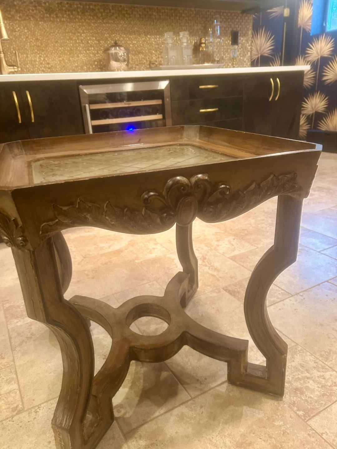 Wood Table with Tray Mirrored Top - photo 5