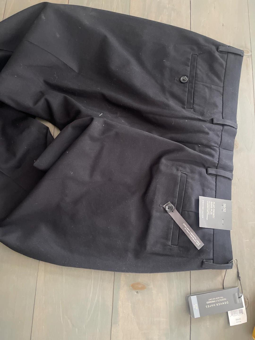 NEW Denver Hayes Flat Front Black Dress Pants 36x32