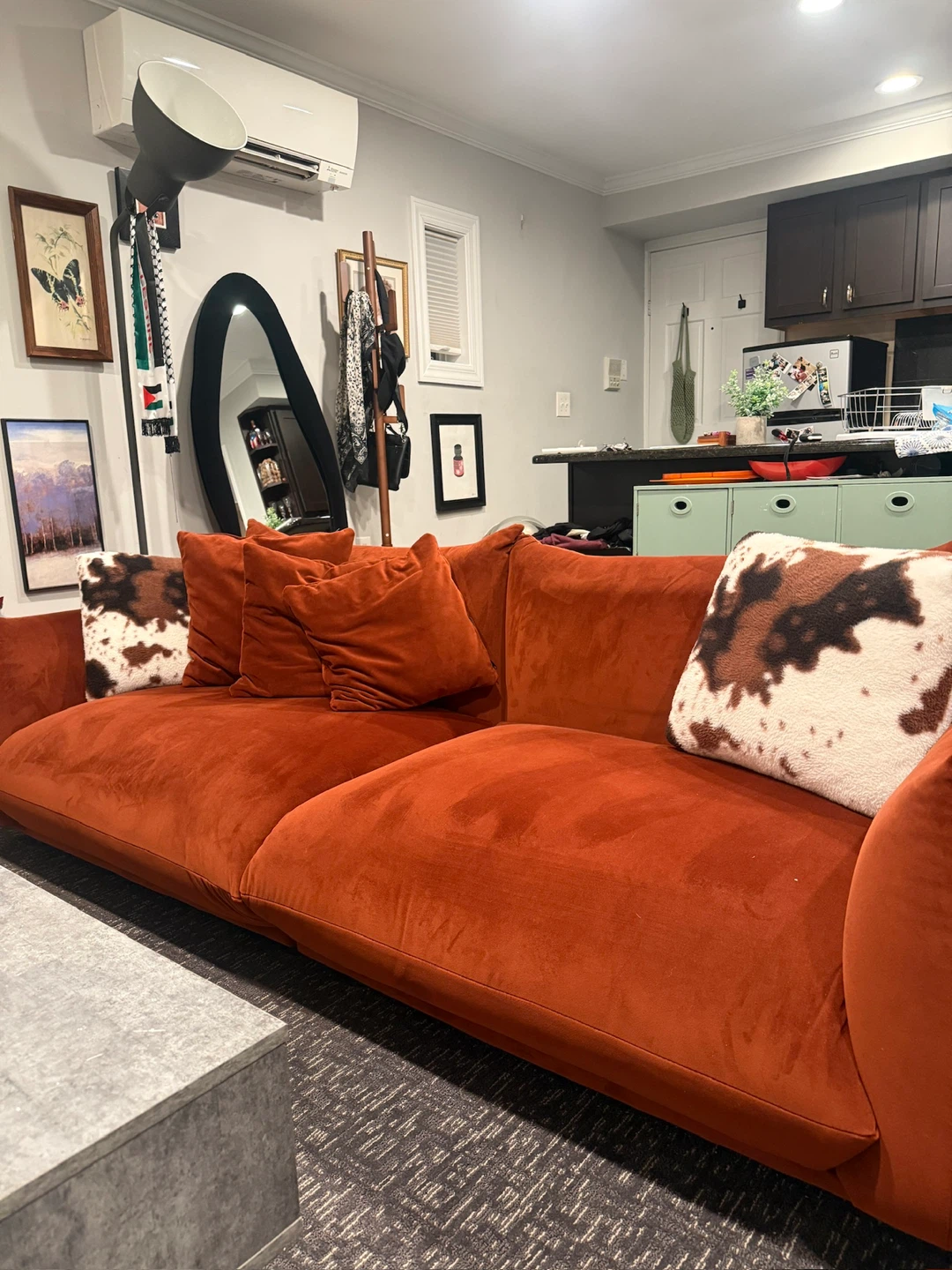 Orange Velvet Sofa Couch