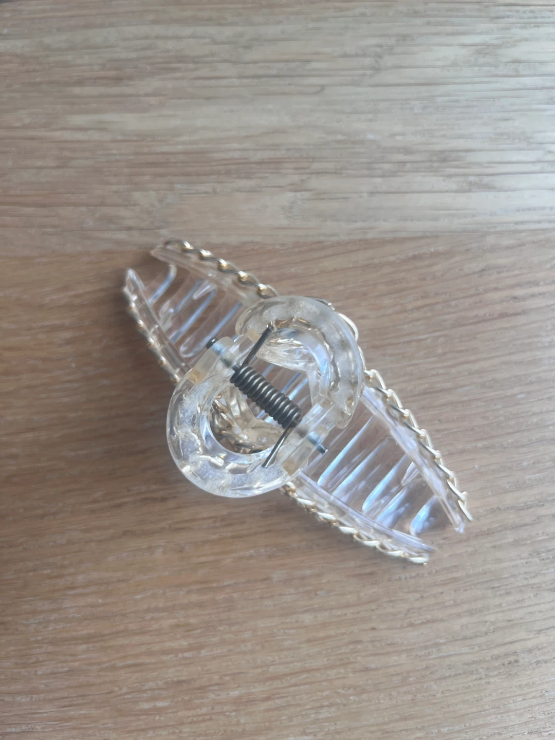 Clear Claw Clip with Gold Chain Detail - photo 2