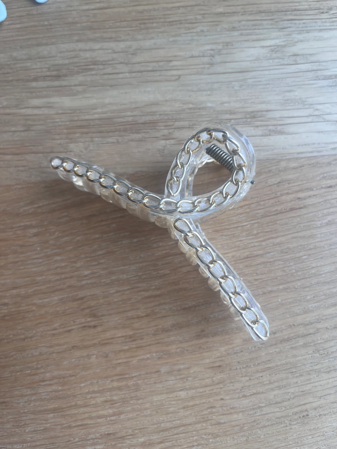 Clear Claw Clip with Gold Chain Detail