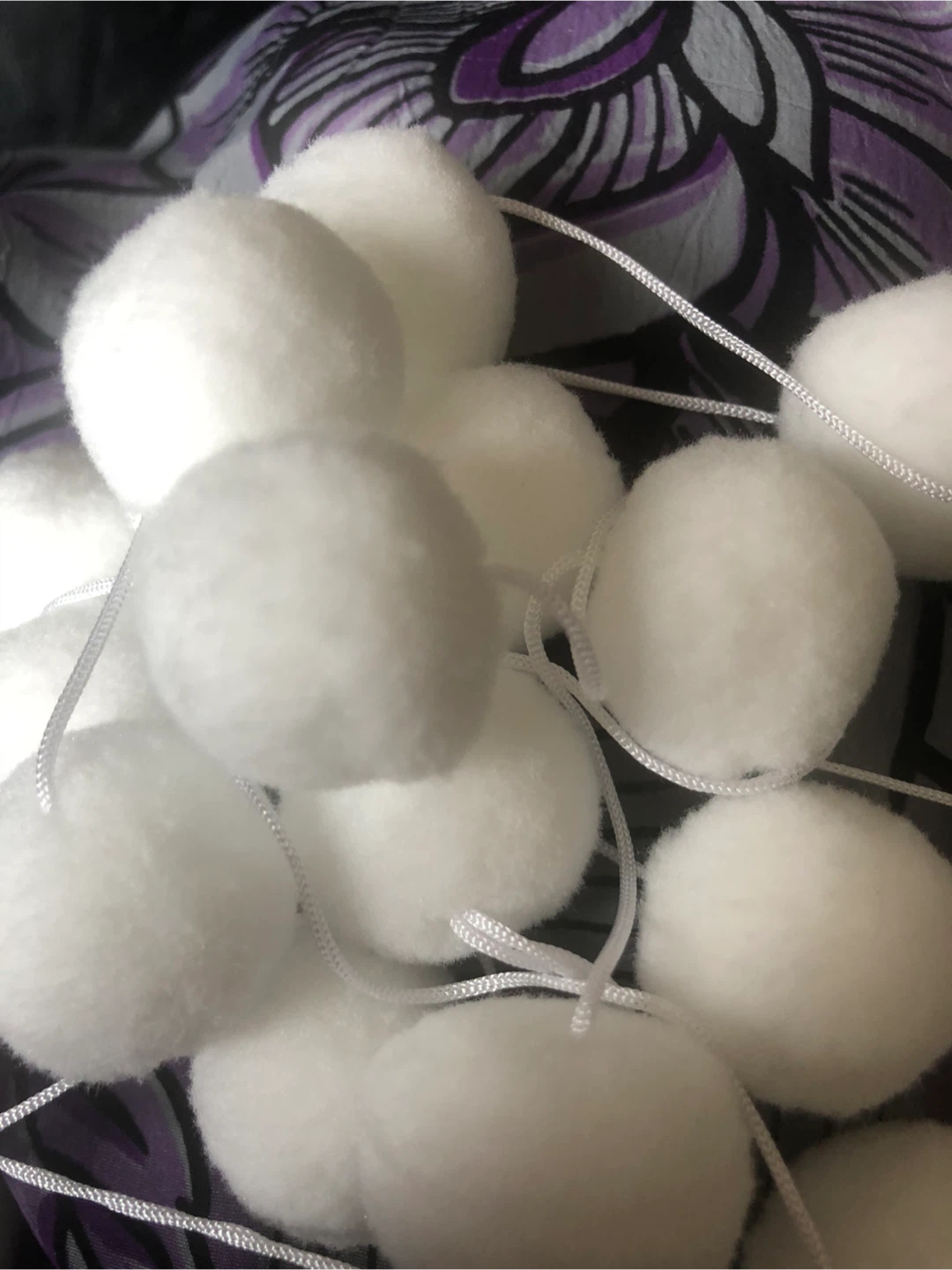 Decorated White Pom Pom Garland