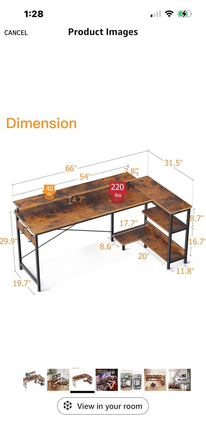 L-Shaped Computer Desk with Shelves - Rustic Brown