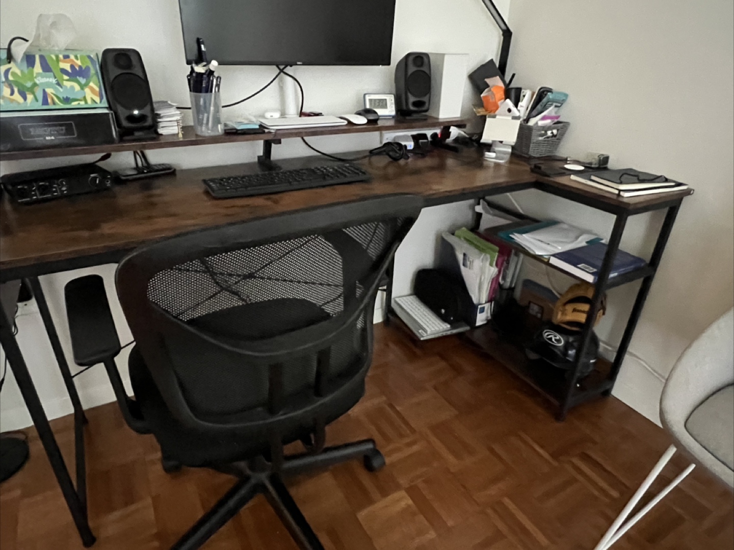 L-Shaped Computer Desk with Shelves - Rustic Brown - photo 5