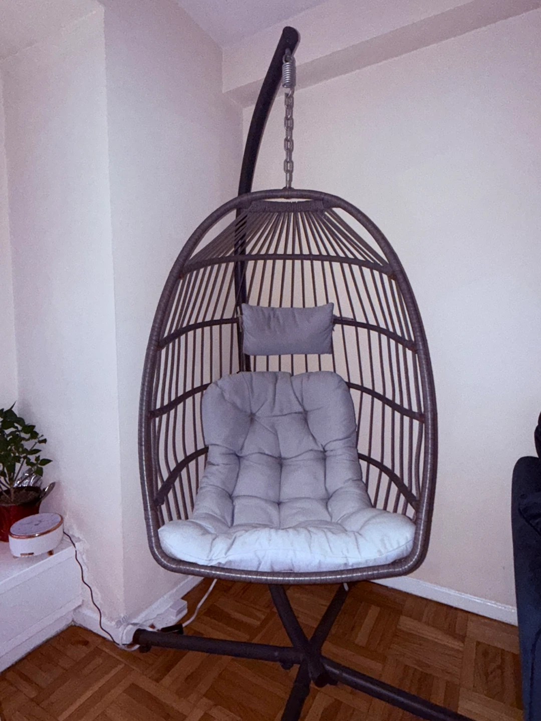 Hanging Egg Chair with Stand and Cushions