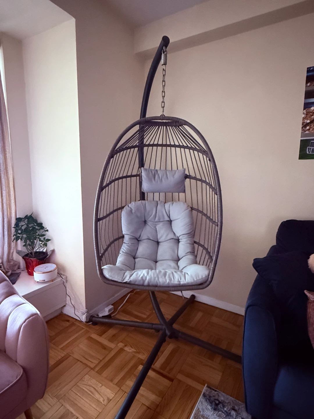 Hanging Egg Chair with Stand and Cushions - photo 2