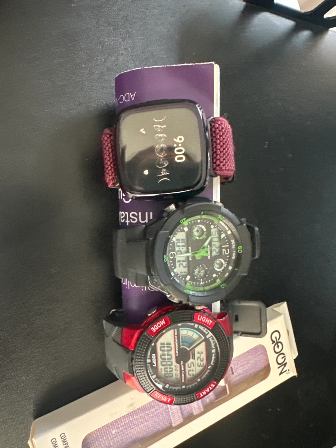 Bundle of 3 Watches: Fitbit versa 3, Chronograph, and Digital