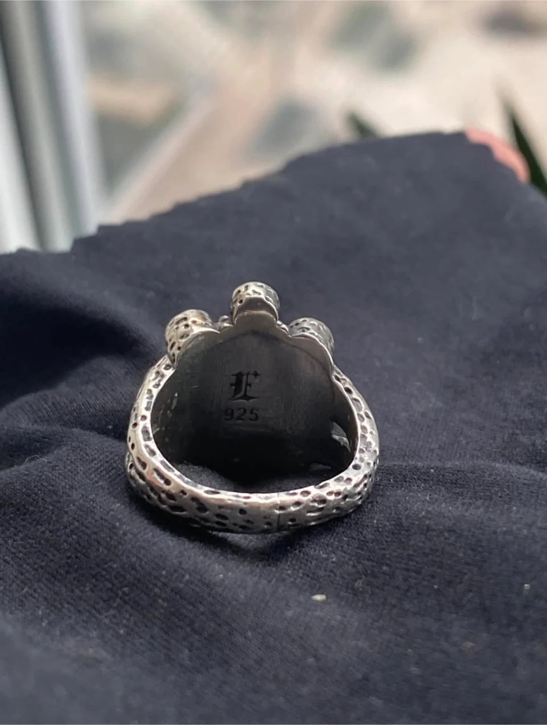 Silver Ring with Blue Stone and Opals - photo 4