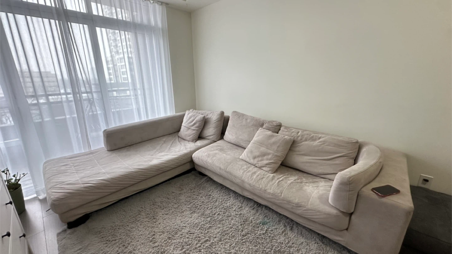 Beige Sectional Sofa with Chaise. L shaped sofa