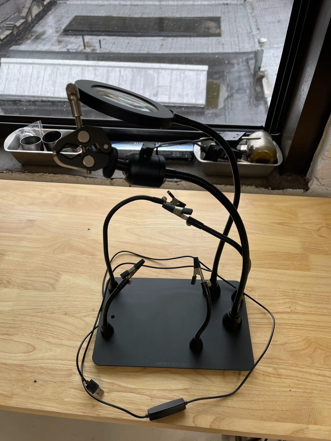 🥕 NEWACALOX Helping Hand with Magnifying Glass and LED Light - photo 4