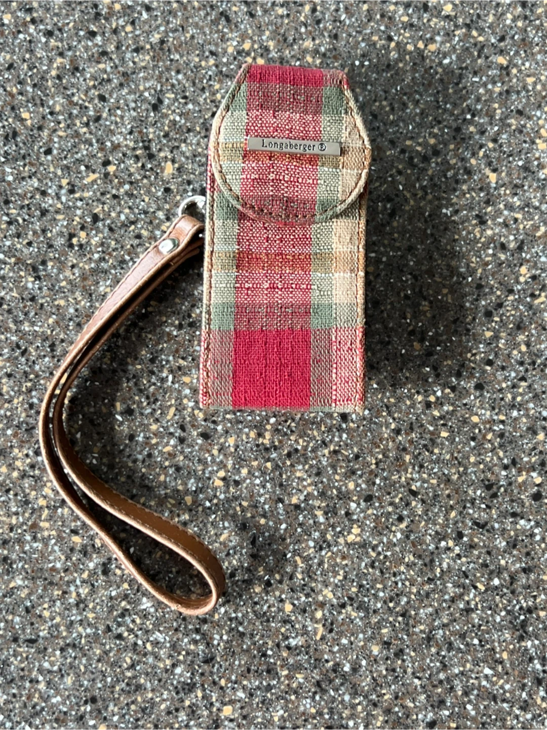 Longenberger Small Belt Clip Pouch. Color: Plaid Red Green Beige