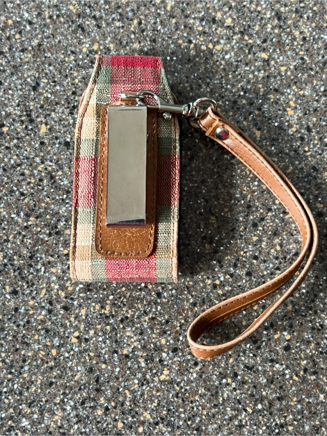 Longenberger Small Belt Clip Pouch. Color: Plaid Red Green Beige - photo 2