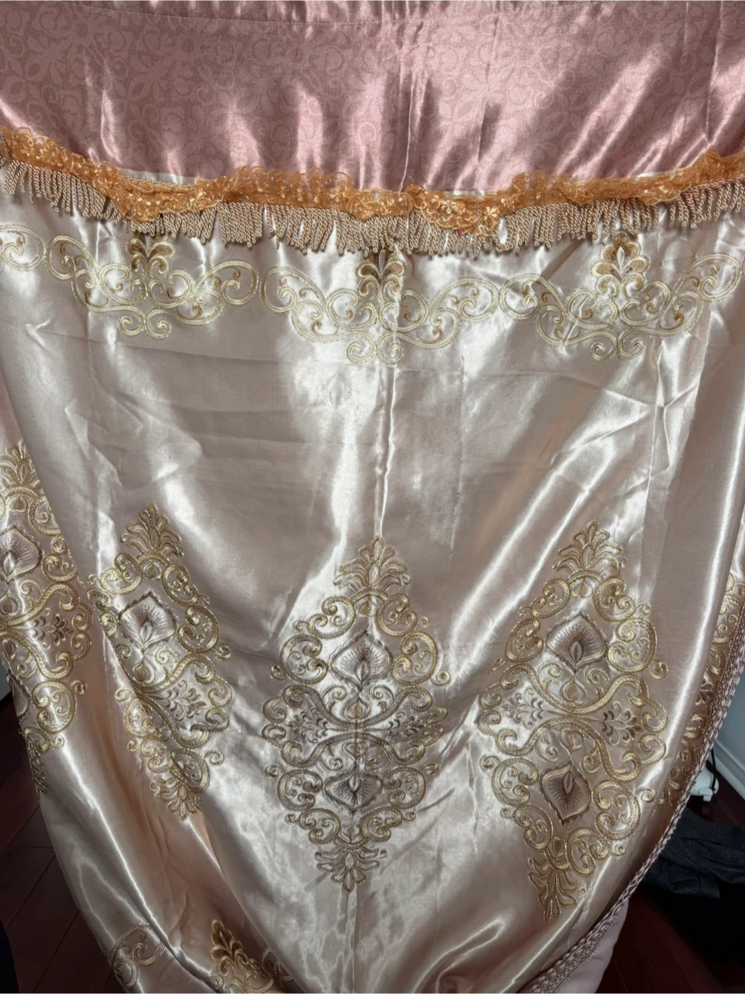 3 pieces Curtain Panel - Light Pink/Gold - photo 2