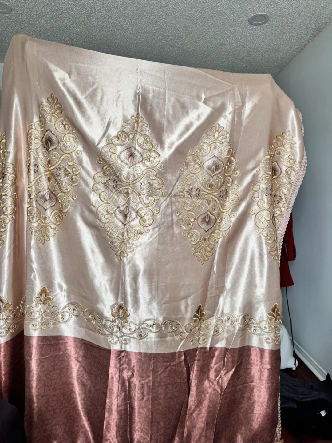 3 pieces Curtain Panel - Light Pink/Gold - photo 4