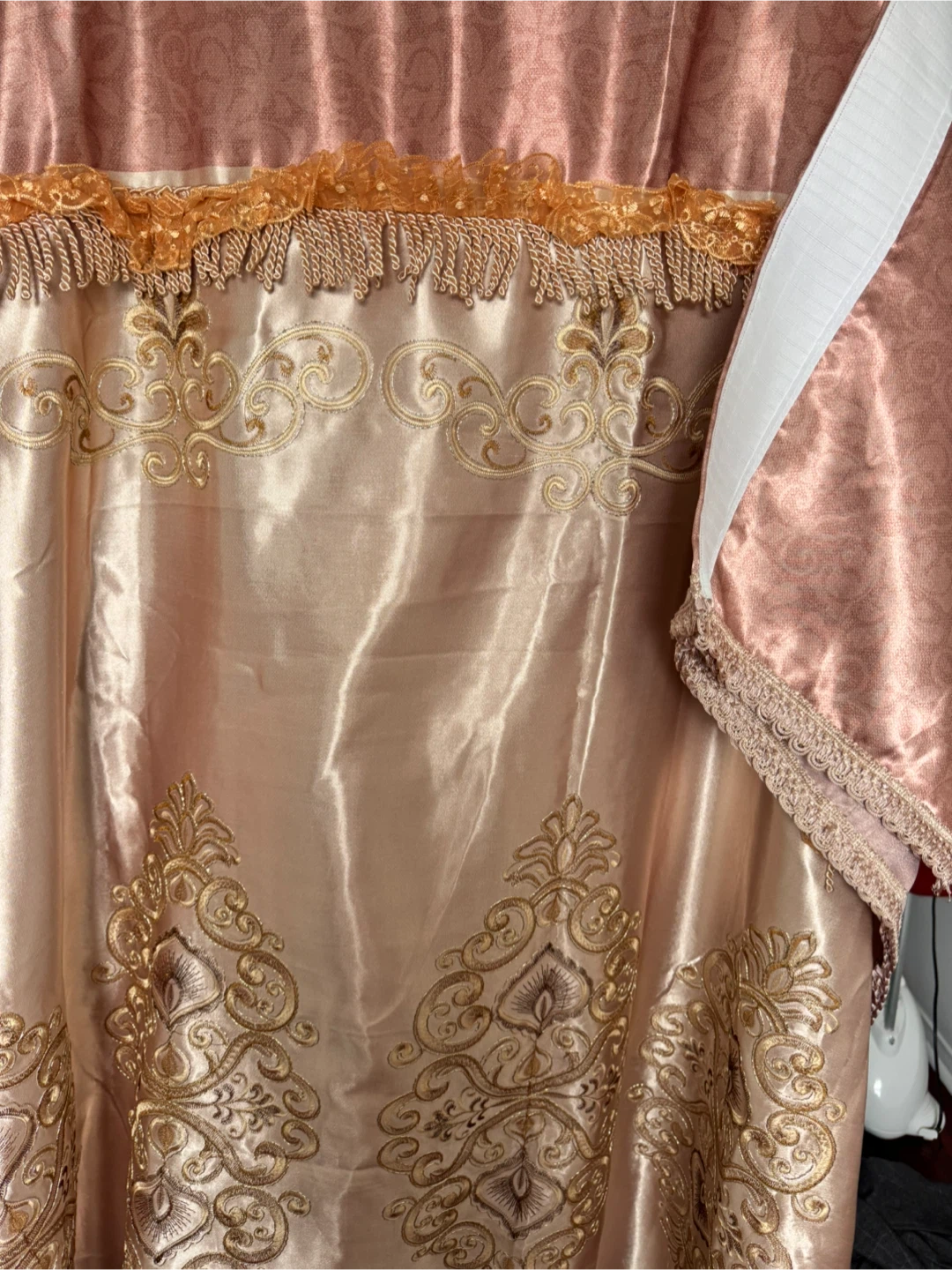 3 pieces Curtain Panel - Light Pink/Gold
