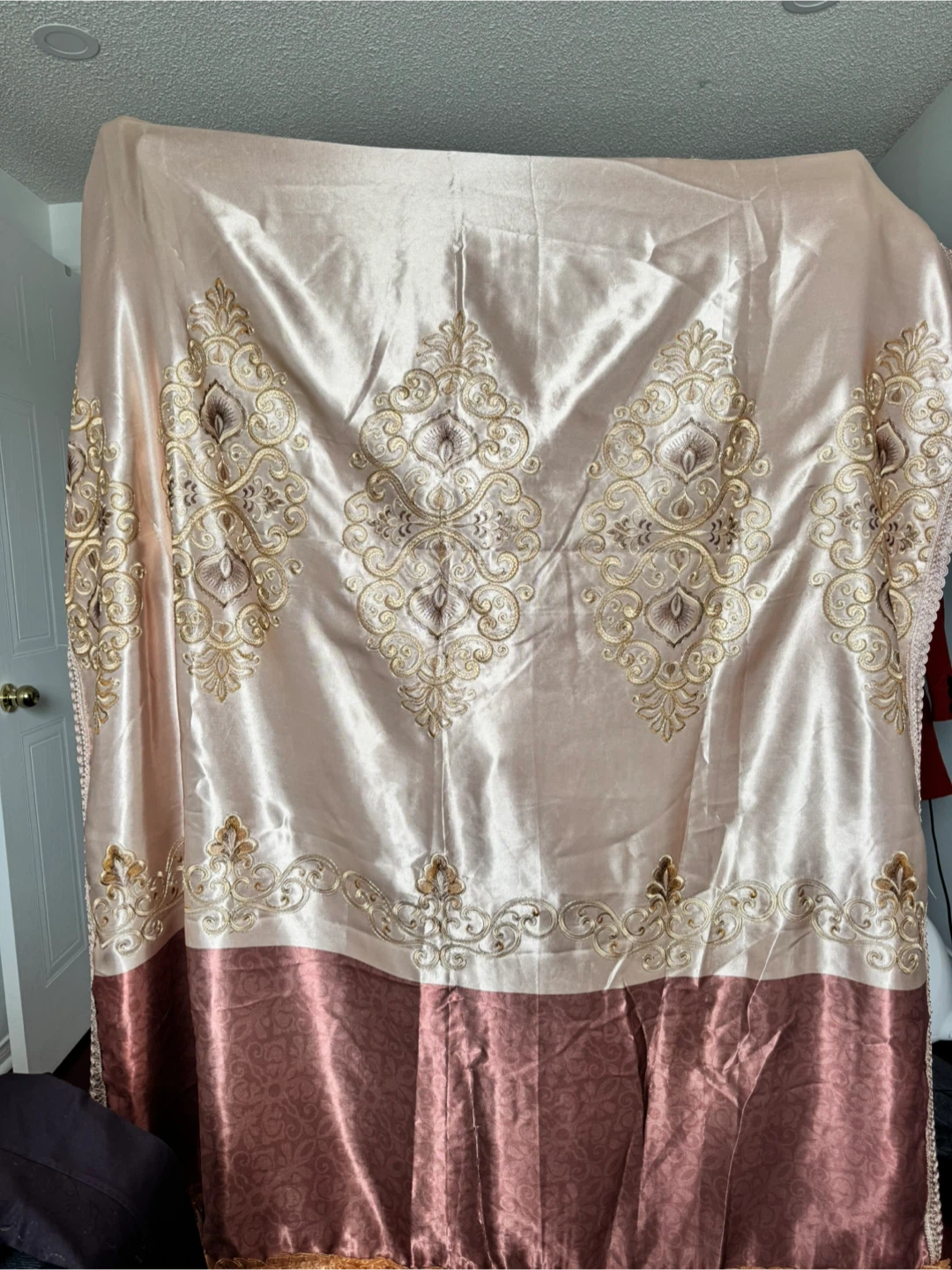 3 pieces Curtain Panel - Light Pink/Gold - photo 5