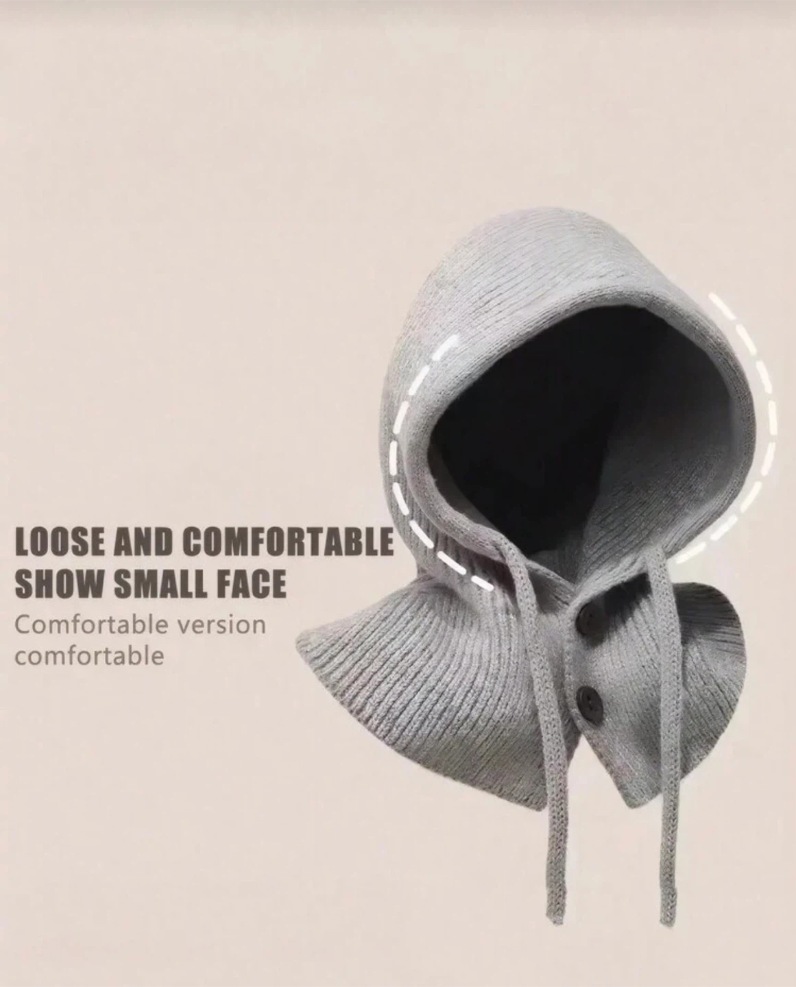 Gray Knit Hooded Scarf Balaclava - photo 2