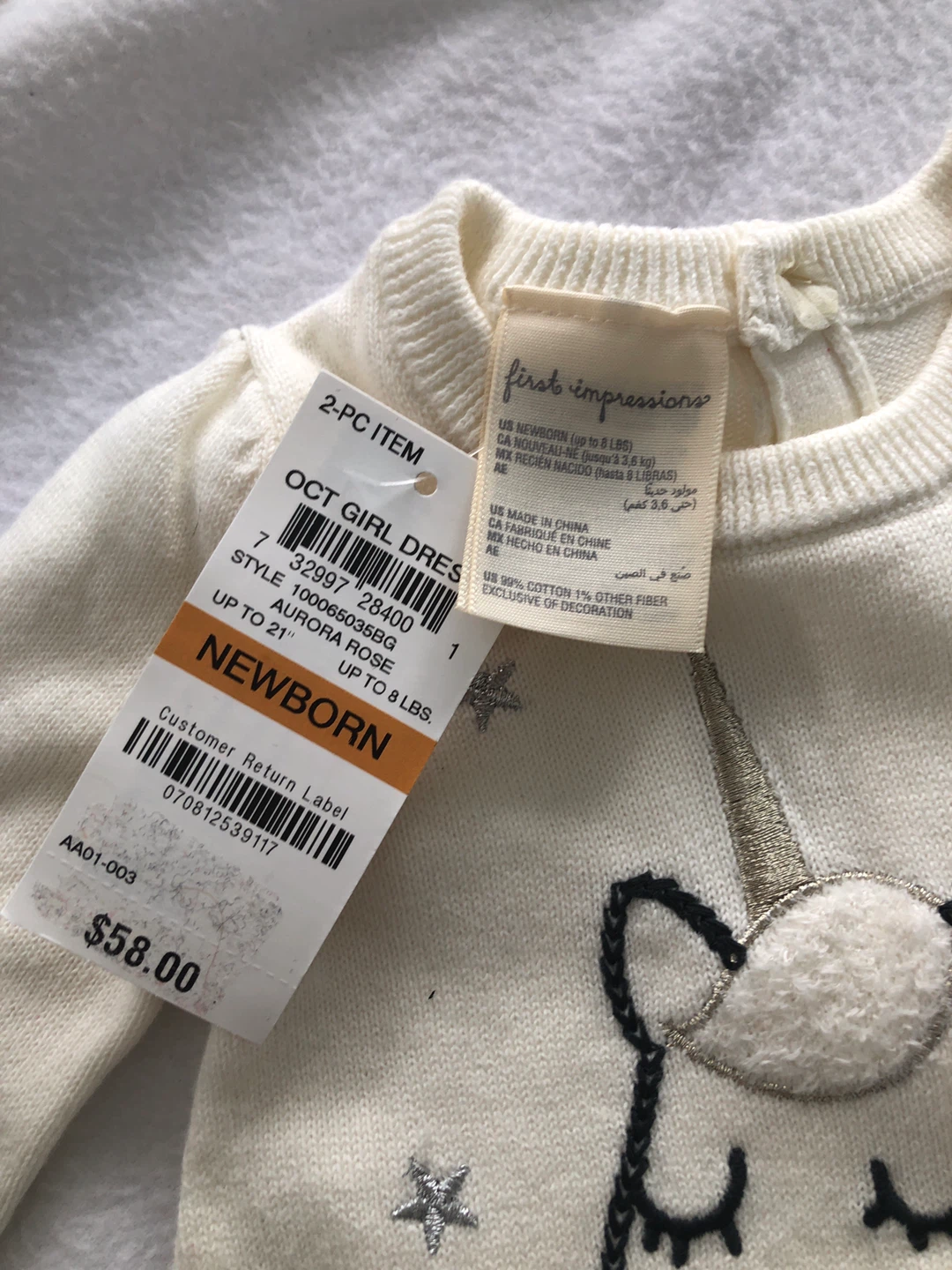 First Impressions Baby Girl Dress & Leggings - Newborn - photo 2