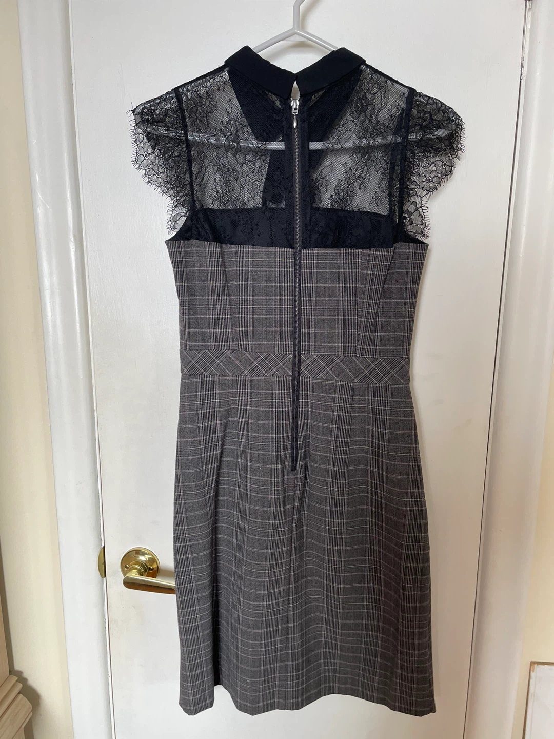 RW&CO. Black Lace and Plaid Sheath Dress Size 2 - photo 2