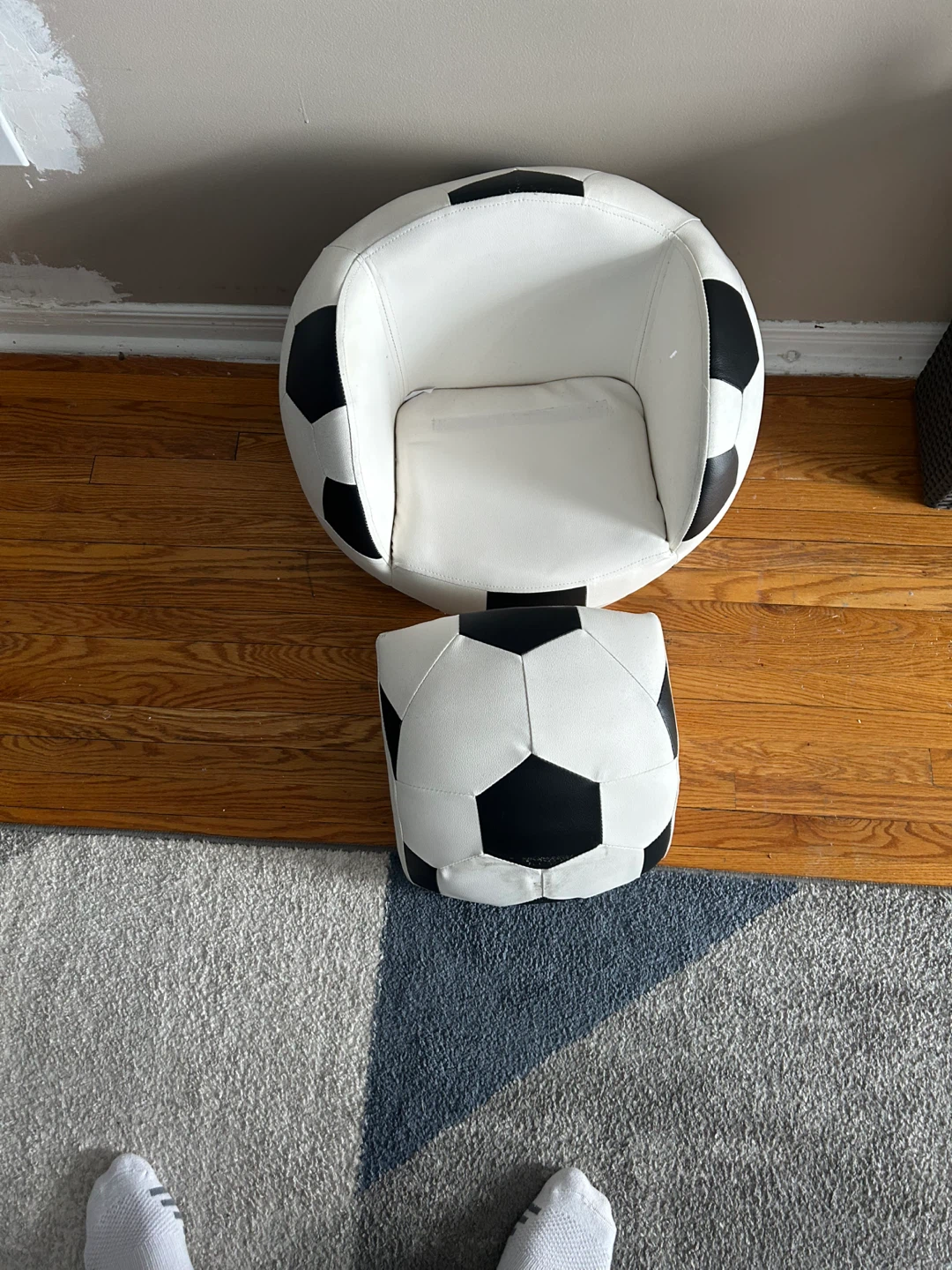 Kids Soccer Ball Accent Chair and Ottoman Set