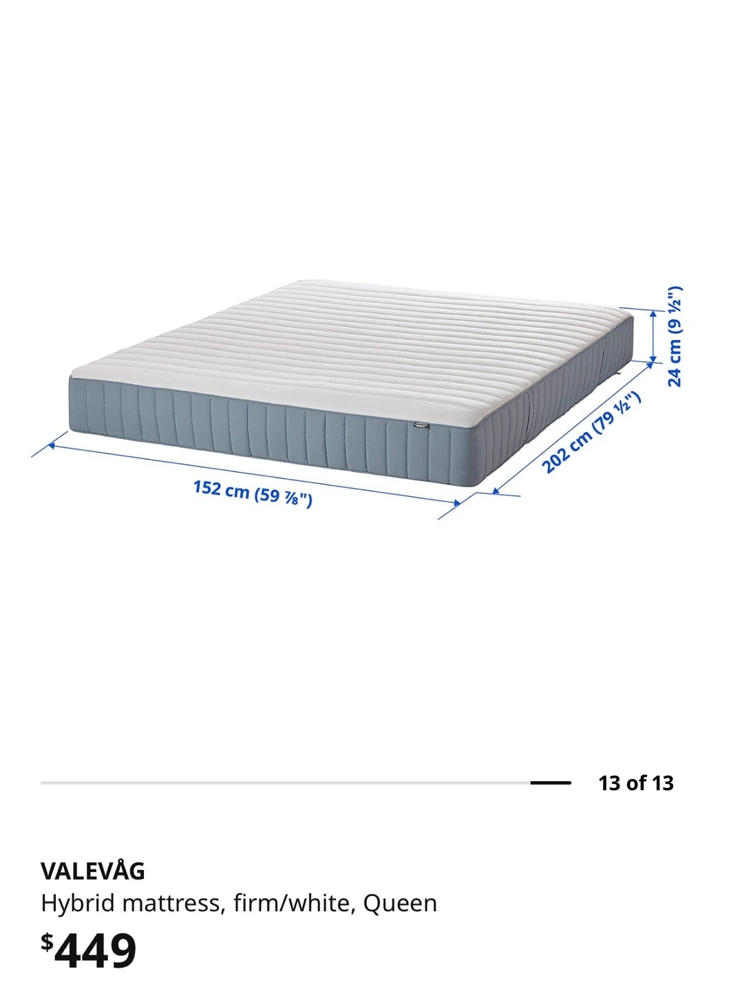 IKEA VALEVÅG Queen Hybrid Mattress and bed frame set - photo 3